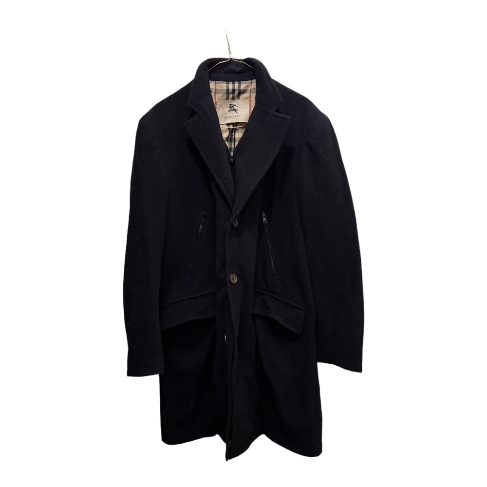Burberry London Navy Trench Coat with Wide Lapel and Relaxed Fit